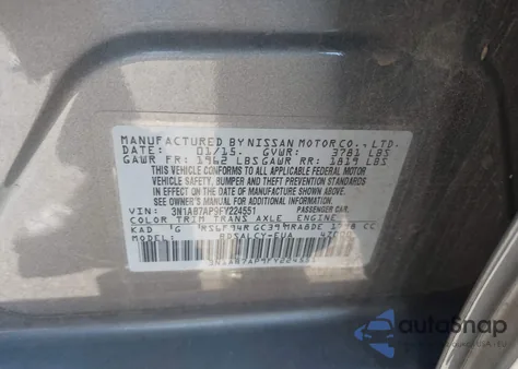 2015 Nissan Sentra S from USA, damaged, VIN 3N1AB7AP9FY224551